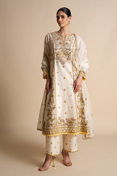 Anita Dongre Amra Embroidered Mul Suit Set Naturall indian designer wear online shopping melange singapore