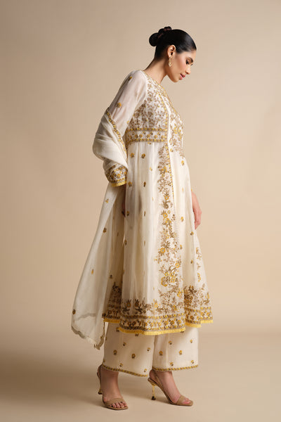 Anita Dongre Amra Embroidered Mul Suit Set Naturall indian designer wear online shopping melange singapore