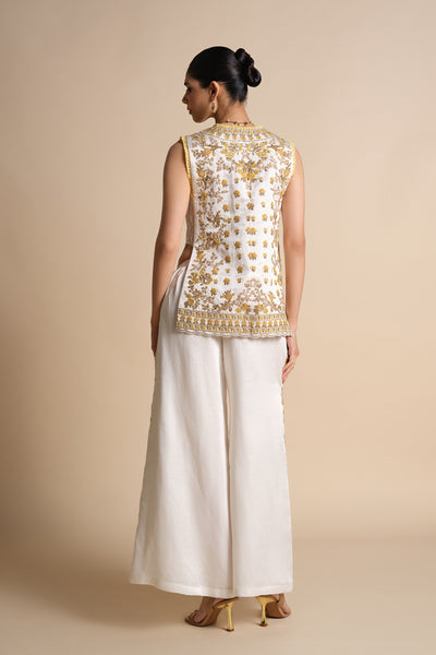 Anita Dongre Amra Embroidered Palazzo Set Natural indian designer wear online shopping melange singapore