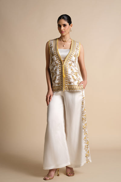 Anita Dongre Amra Embroidered Palazzo Set Natural indian designer wear online shopping melange singapore