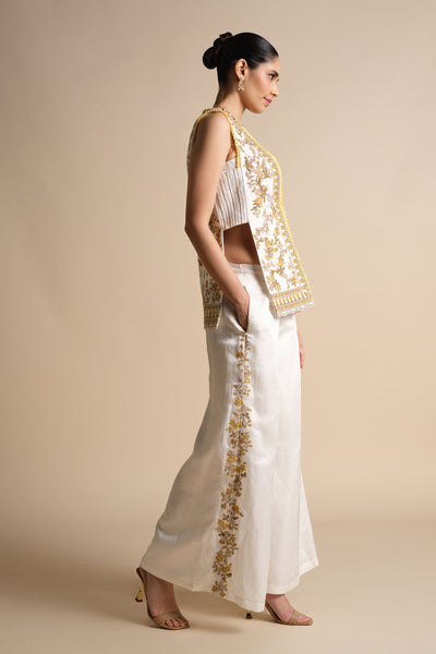 Anita Dongre Amra Embroidered Palazzo Set Natural indian designer wear online shopping melange singapore