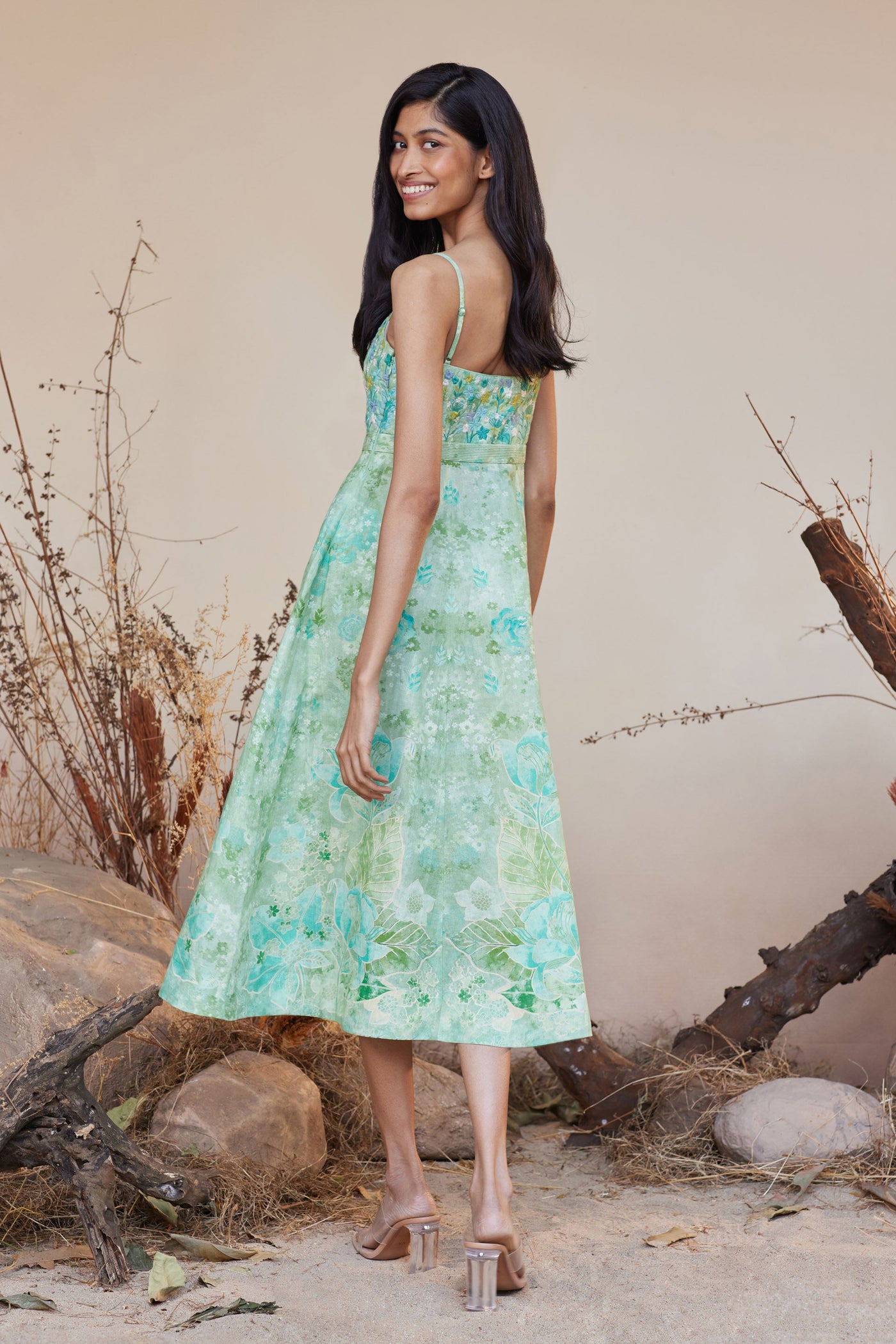 Anita Dongre Aneeza Dress Sage indian designer wear online shopping melange singapore