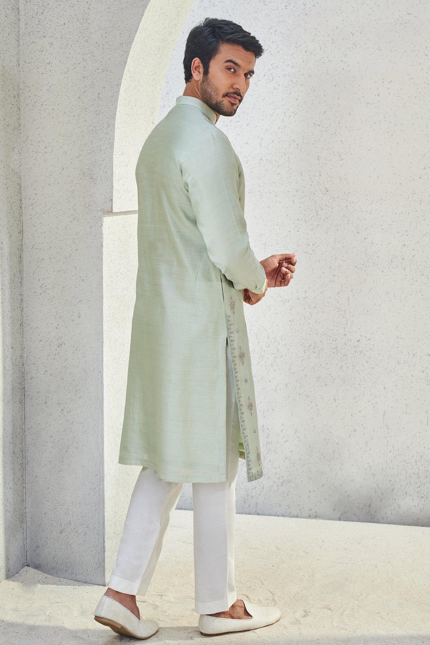 Anita Dongre Menswear Anvit Kurta Sage Indian designer wear online shopping melange singapore