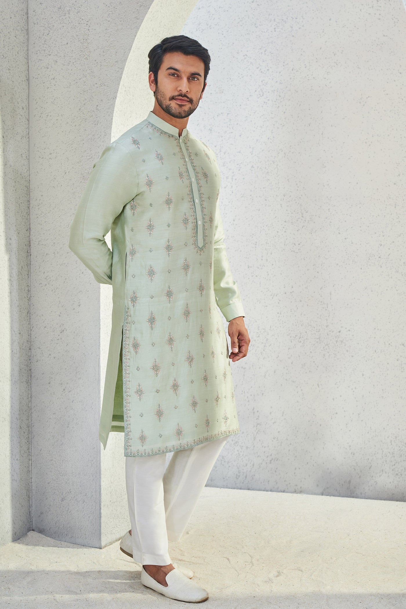 Anita Dongre Menswear Anvit Kurta Sage Indian designer wear online shopping melange singapore