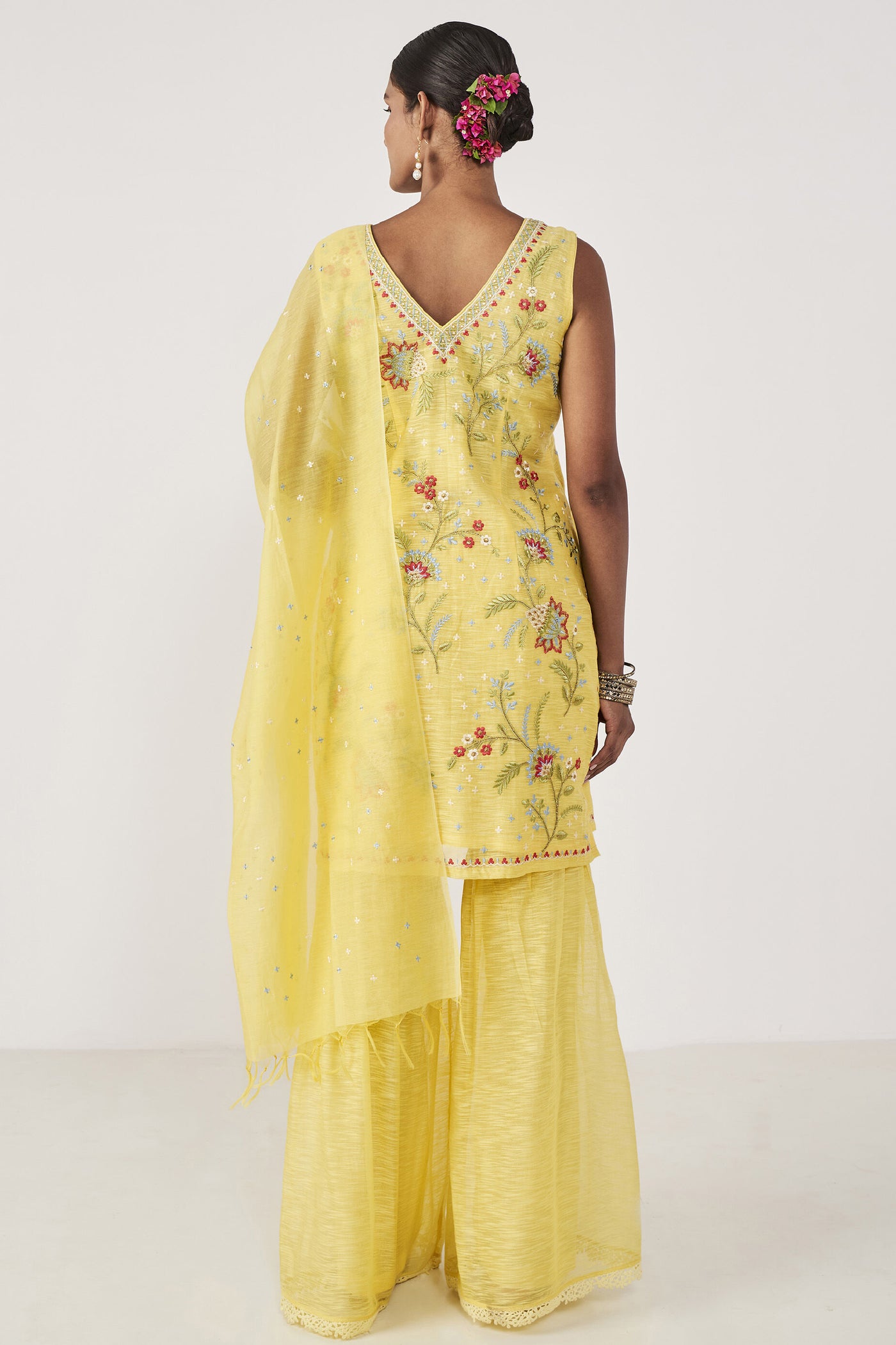Anita Dongre Anya Gharara Set Yellow Indian designer wear online shopping melange singapore