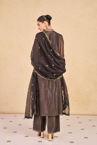 Anita Dongre Arhana Embroidered Zardozi Mul Suit Set Black
 indian designer wear online shopping melange singapore
