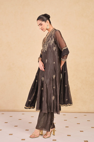 Anita Dongre Arhana Embroidered Zardozi Mul Suit Set Black
 indian designer wear online shopping melange singapore
