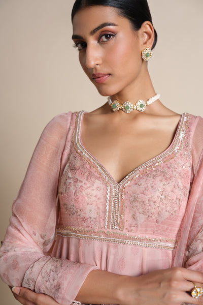 Anita Dongre Aria Silk Anarkali Silk Set Blush indian designer wear online shopping melange singapore
