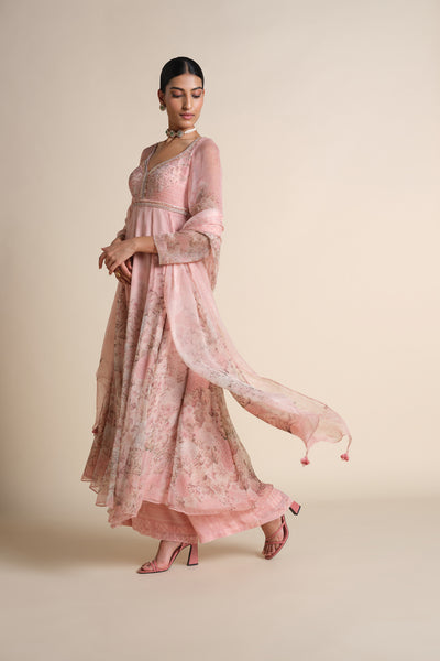 Anita Dongre Aria Silk Anarkali Silk Set Blush indian designer wear online shopping melange singapore
