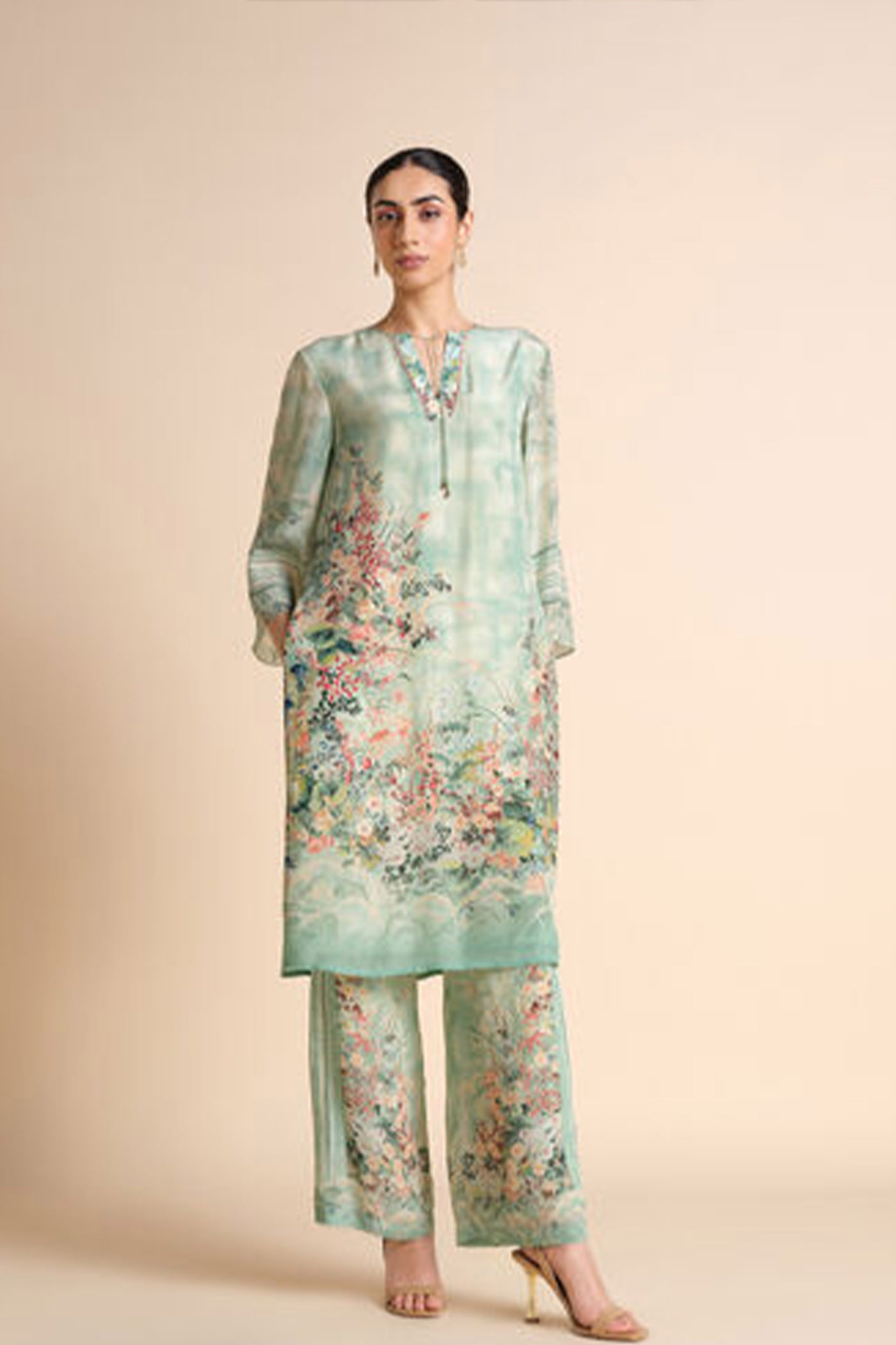 Anita Dongre Arivai Kurta Co-ord Sage indian designer wear online shopping melange singapore