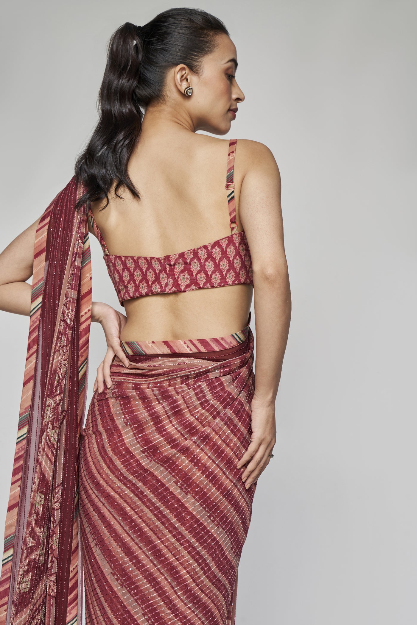 Anita Dongre Arvika Saree Wine indian designer wear online shopping melange singapore