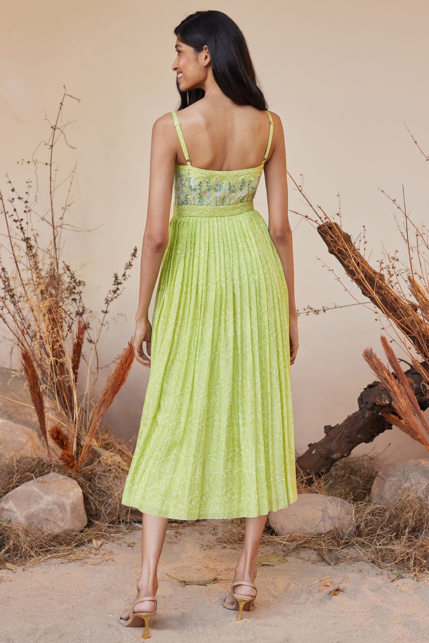 Anita Dongre Asbah Dress Lime indian designer wear online shopping melange singapore