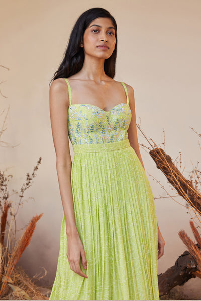 Anita Dongre Asbah Dress Lime indian designer wear online shopping melange singapore