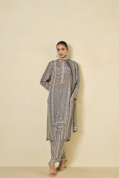 Anita Dongre Astilbe Suit Set Grey indian designer wear online shopping melange singapore