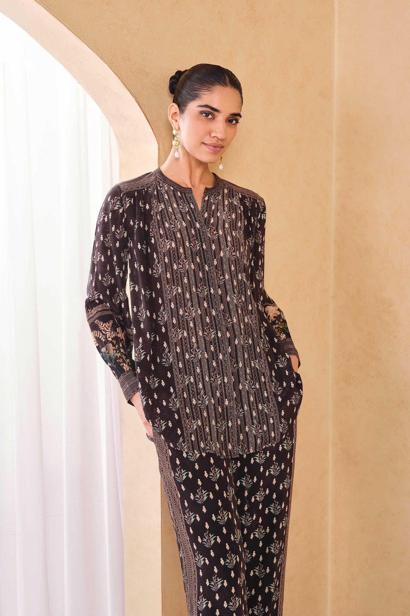 Anita Dongre Audun Printed Co-ord Set Grey indian designer wear online shopping melange singapore

