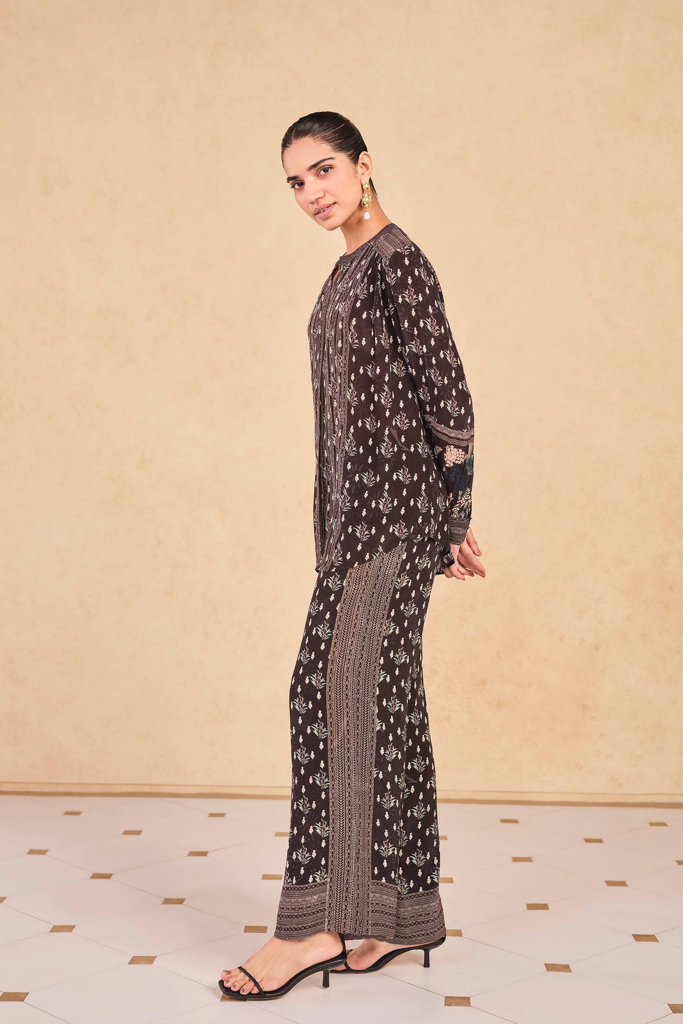 Anita Dongre Audun Printed Co-ord Set Grey indian designer wear online shopping melange singapore
