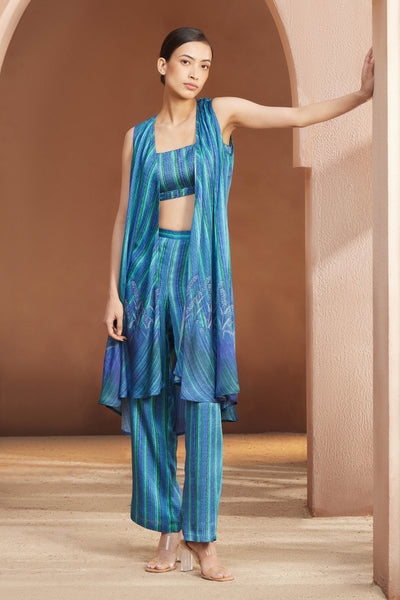 Anita Dongre Aurora Pant Set Blue indian designer wear online shopping melange singapore