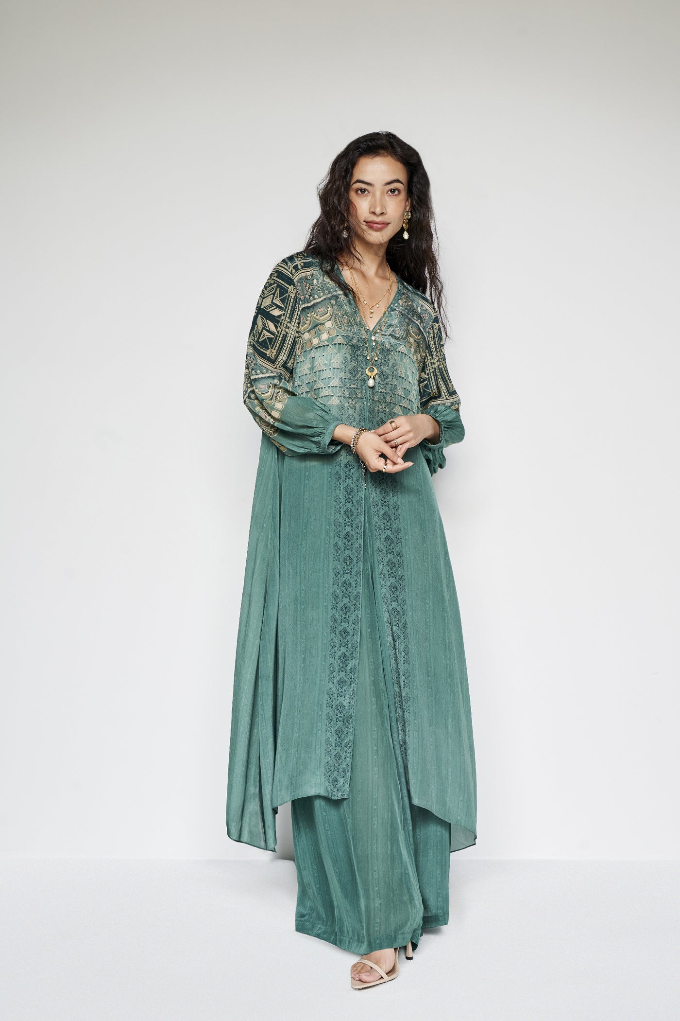 Anita Dongre Ava Kurta Set Green indian designer wear online shopping melange singapore