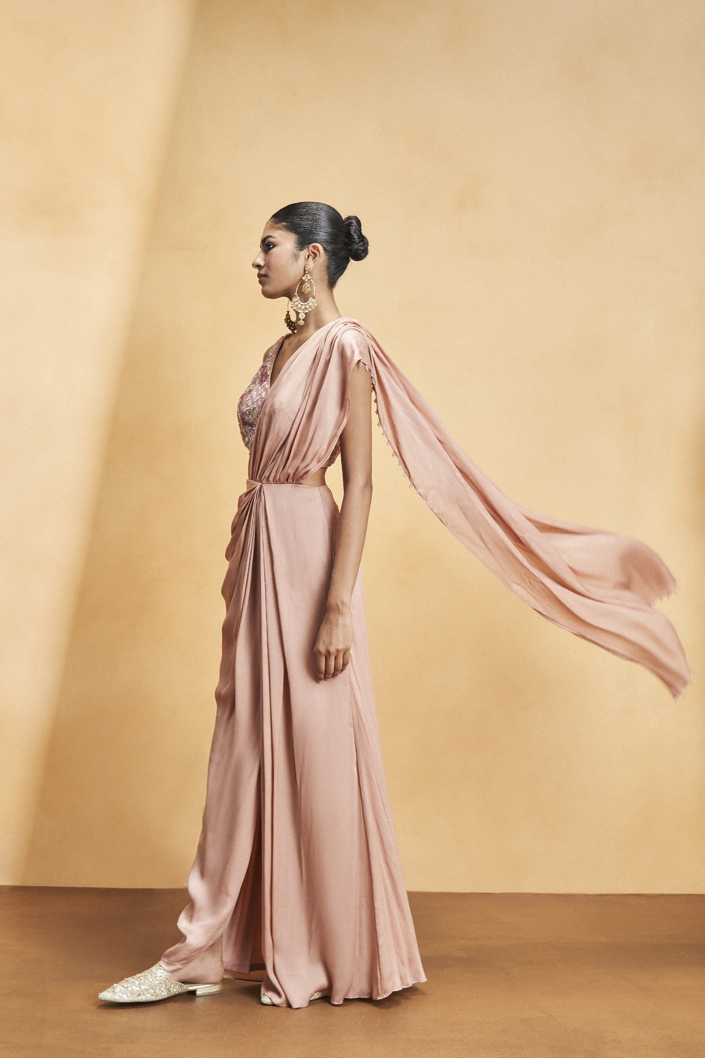 Anita Dongre Ava Saree Old Rose indian designer wear online shopping melange singapore