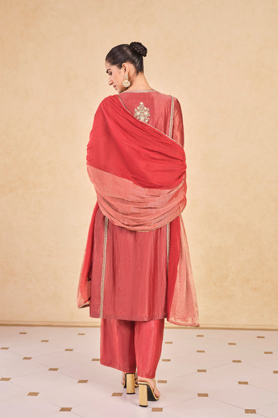 Anita Dongre Avimukta Embroidered Zardozi Mul Suit Set Red
 indian designer wear online shopping melange singapore
