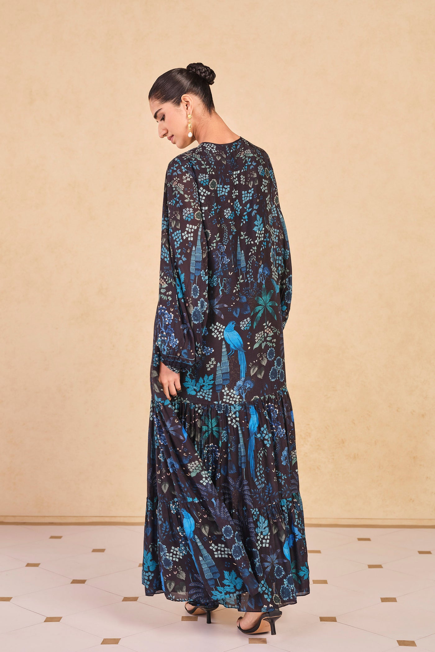Anita Dongre Avis Printed Bemberg Kaftan Blue indian designer wear online shopping melange singapore