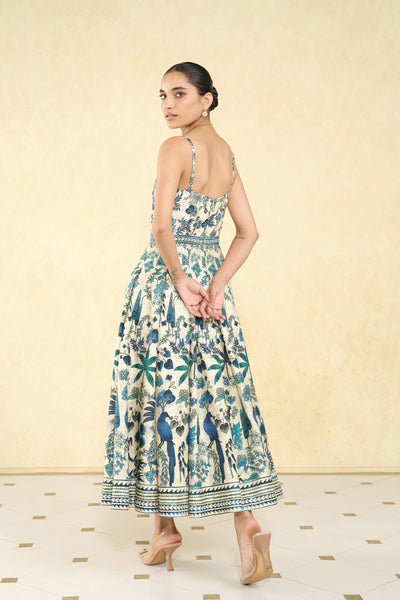 Anita Dongre Avis Printed Silk 50s Dress Cream indian designer wear online shopping melange singapore