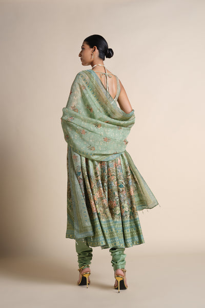Anita Dongre Avolnea Silk Anarkali Set Sage indian designer wear online shopping melange singapore