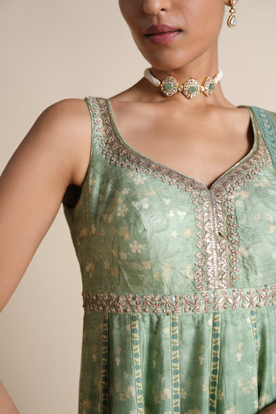 Anita Dongre Avolnea Silk Anarkali Set Sage indian designer wear online shopping melange singapore