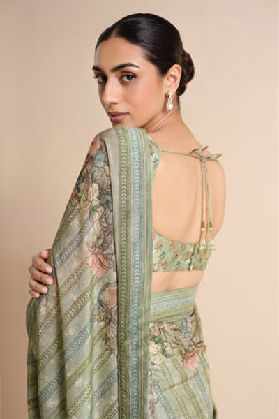 Anita Dongre Avonlea Printed Saree Sage indian designer wear online shopping melange singapore