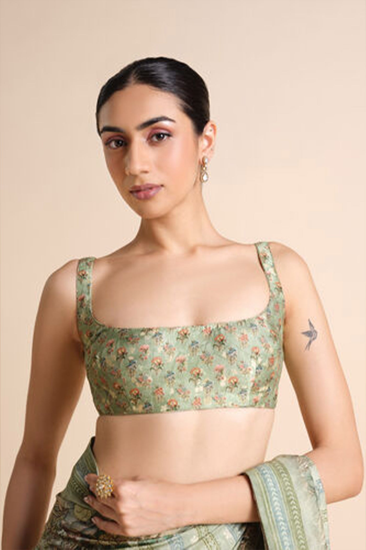 Anita Dongre Avonlea Printed Saree Sage indian designer wear online shopping melange singapore