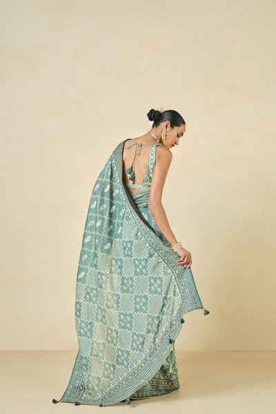 Anita Dongre Avonmora Printed Saree Sage indian designer wear online shopping melange singapore