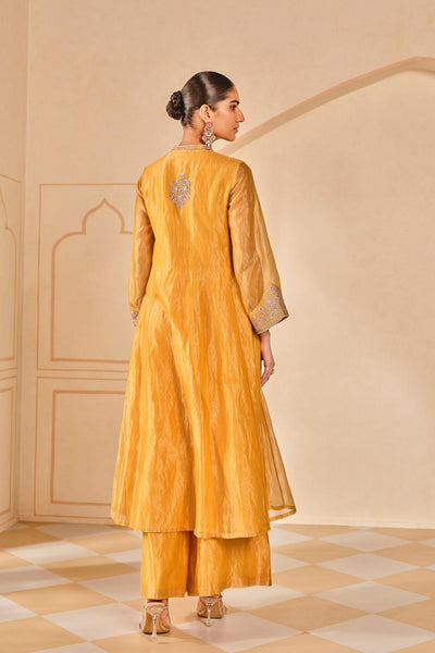 Anita Dongre Azha Embroidered Zardozi Silk Jacket Set Yellow indian designer wear online shopping melange singapore