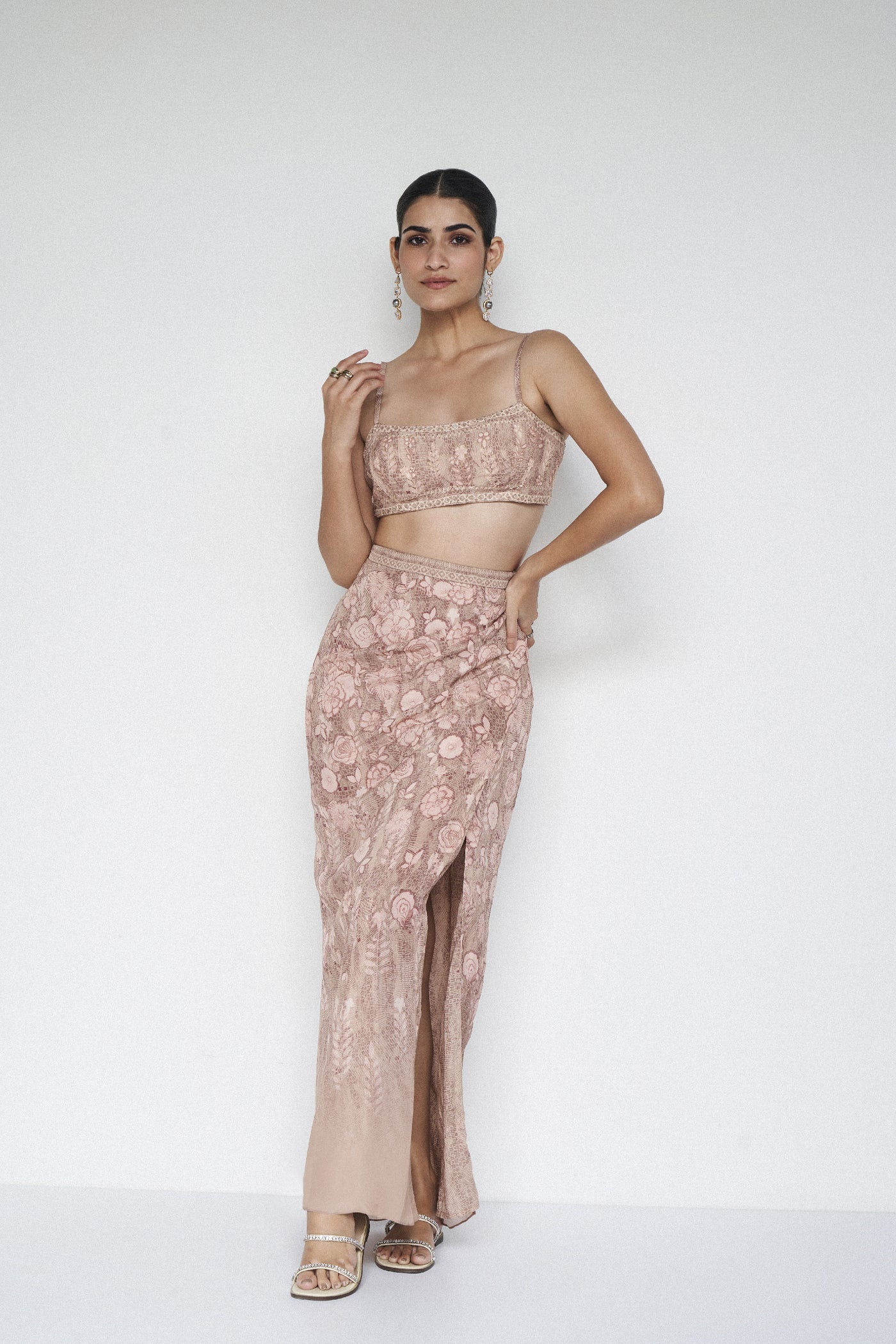 Anita Dongre Azita Skirt Set Hazelnut indian designer wear online shopping melange singapore