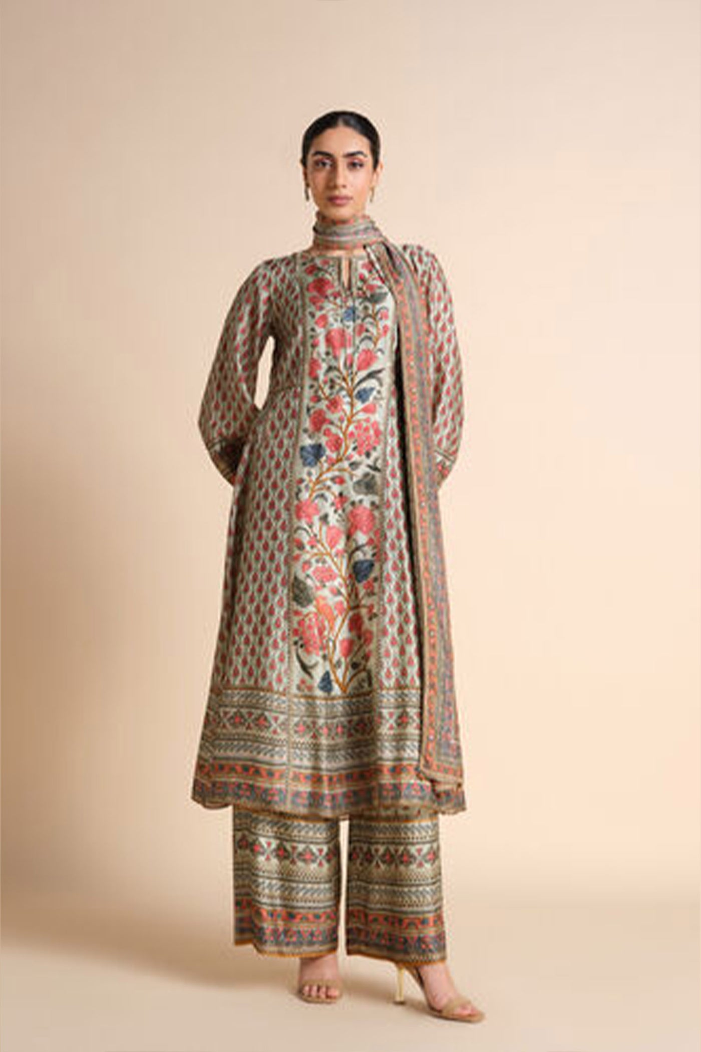 Anita Dongre Azza Silk Kurta Set Sage indian designer wear online shopping melange singapore