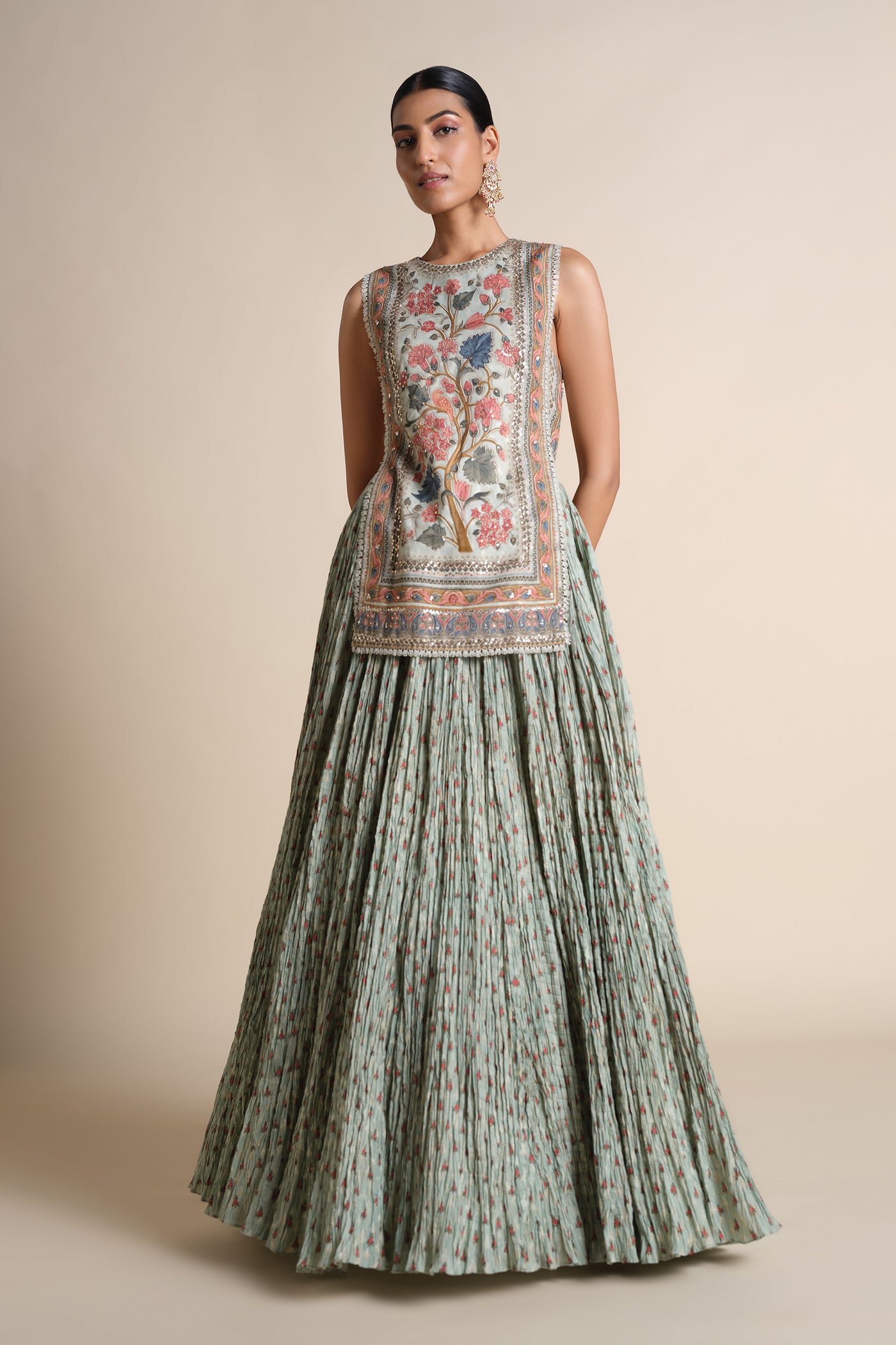 Anita Dongre Azza Skirt Set Sage indian designer wear online shopping melange singapore