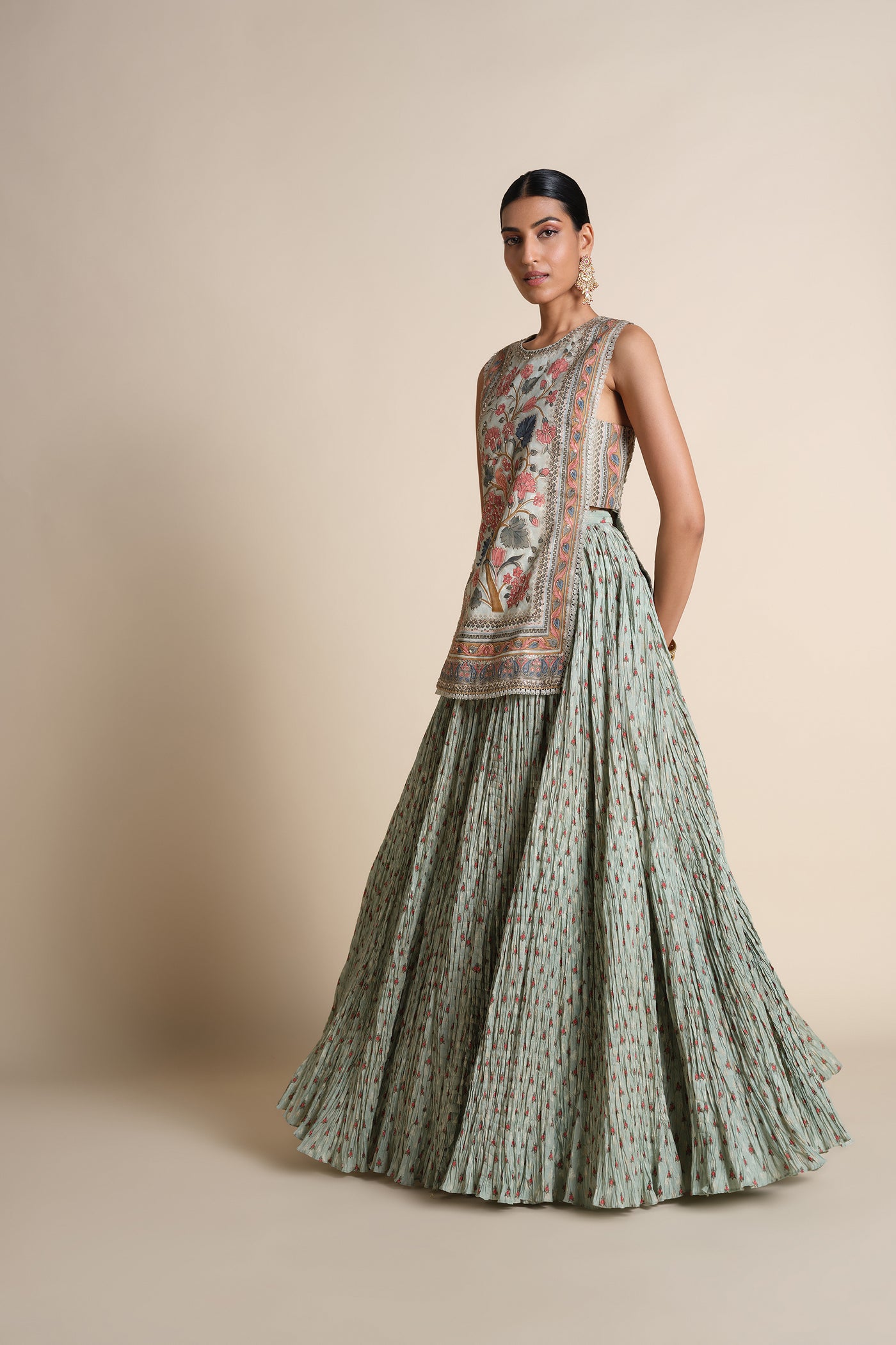 Anita Dongre Azza Skirt Set Sage indian designer wear online shopping melange singapore