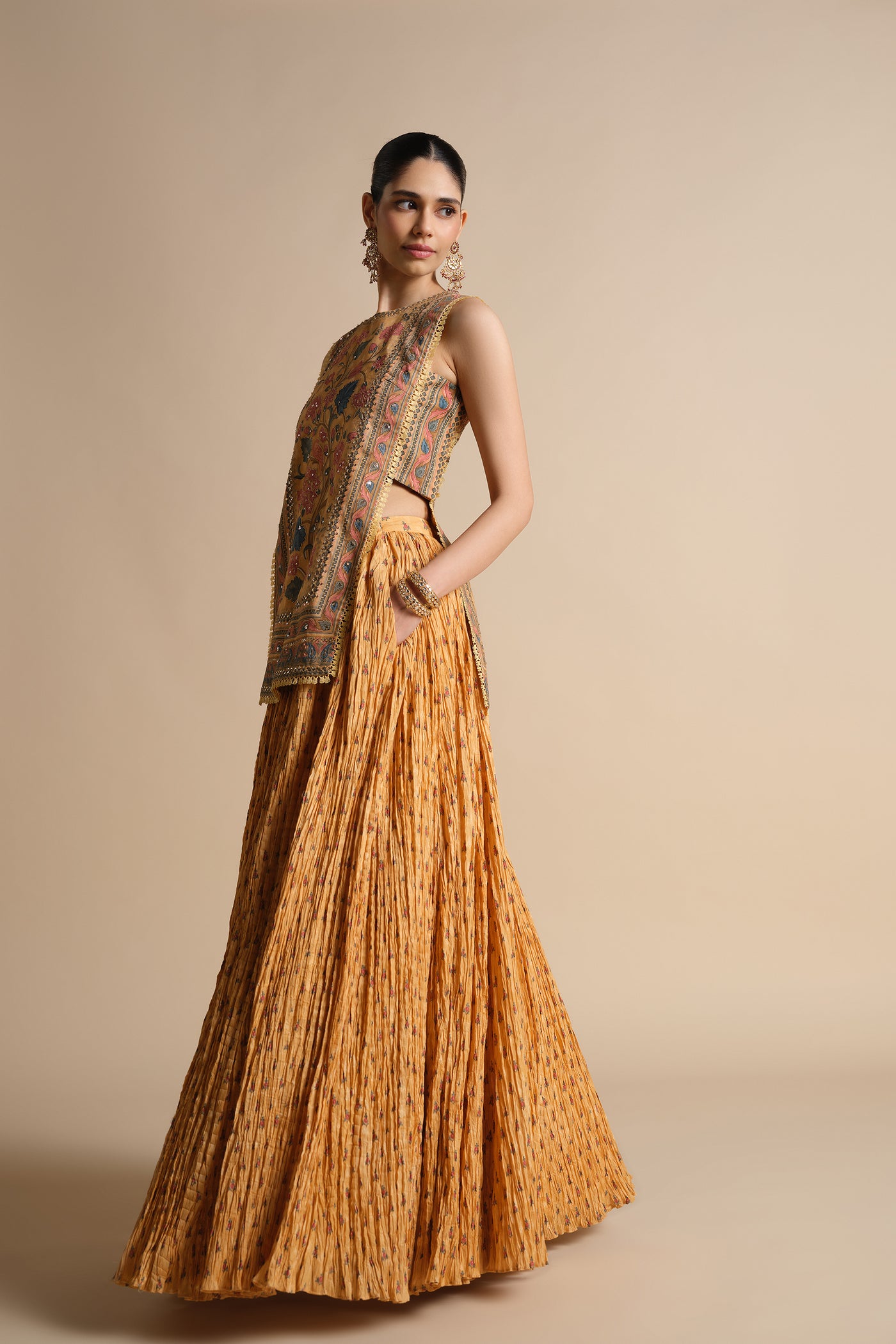 Anita Dongre Azza Skirt Set Yellow indian designer wear online shopping melange singapore