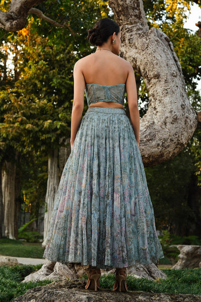 Anita Dongre Belinay Skirt Set Blue indian designer wear online shopping melange singapore