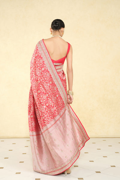 Anita Dongre Bhaanavi Handwoven Benarasi Silk Saree Red indian designer wear online shopping melange singapore