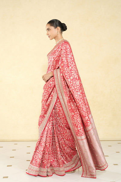 Anita Dongre Bhaanavi Handwoven Benarasi Silk Saree Red indian designer wear online shopping melange singapore