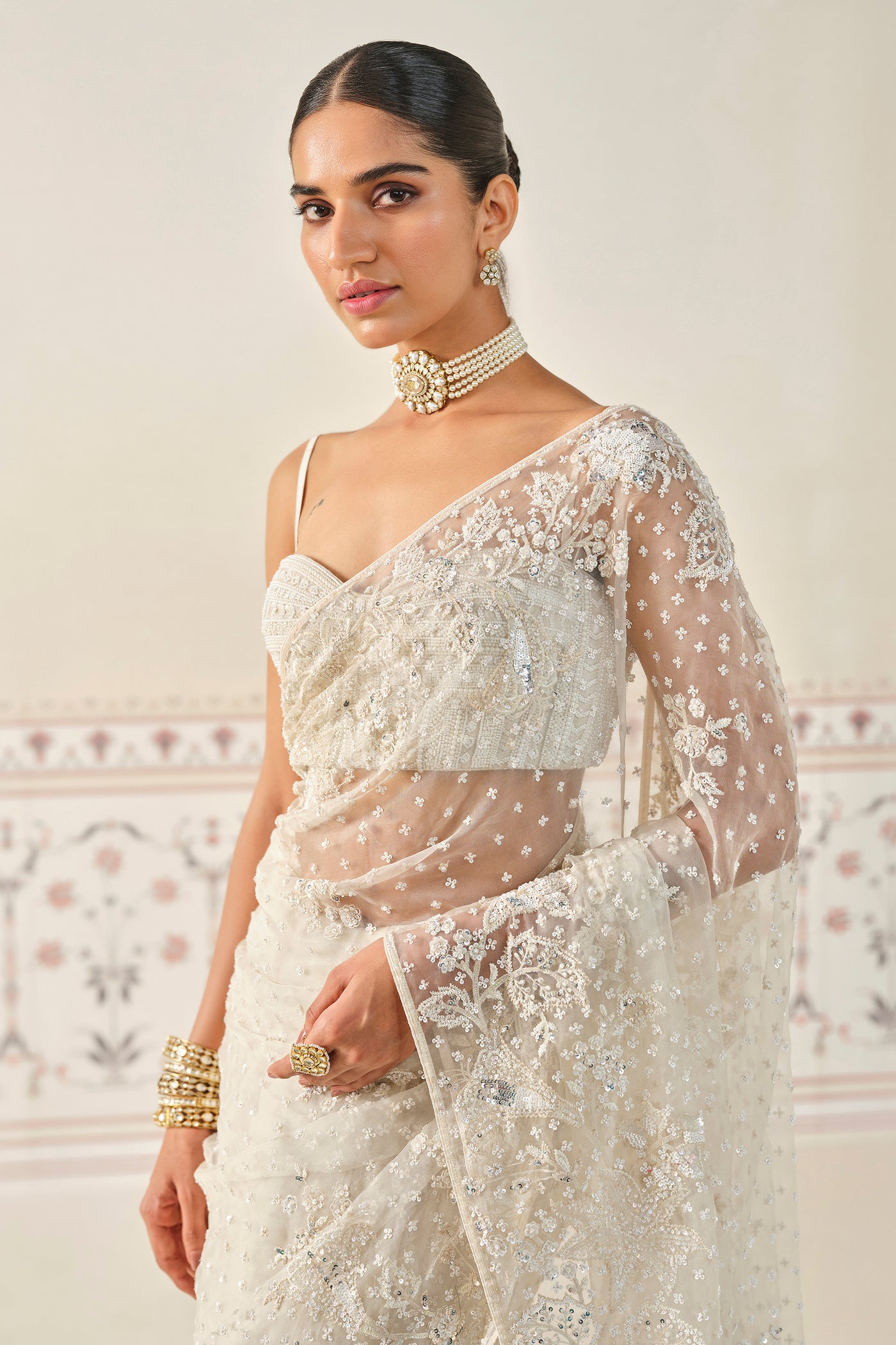 Anita Dongre Bhama Embroidered Saree Set indian designer wear online shopping melange singapore