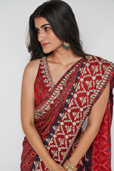 Anita Dongre Bhoomija Saree Red indian designer wear online shopping melange singapore