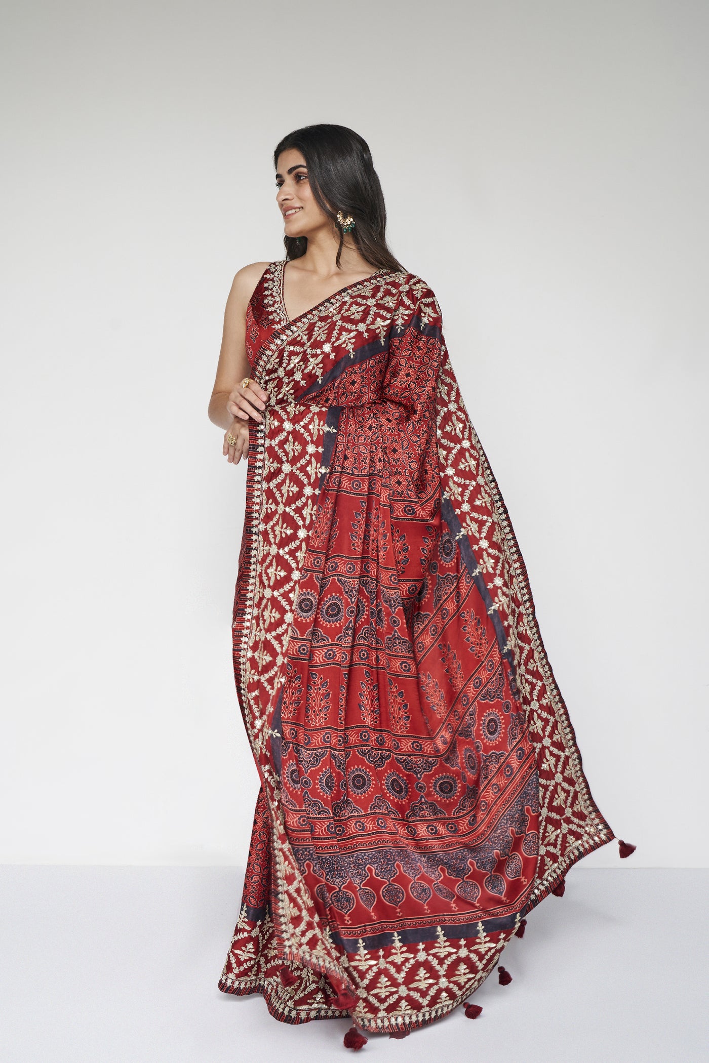 Anita Dongre Bhoomija Saree Red indian designer wear online shopping melange singapore