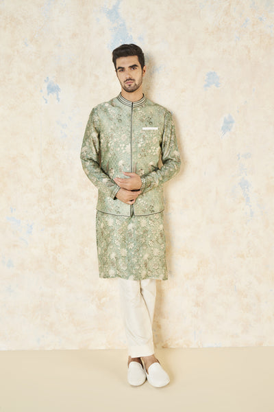 Anita Dongre Bhramar Nehru Jacket Sage Blue indian designer wear online shopping melange singapore