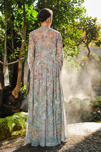 Anita Dongre Blooming Meadows Jacket Set Blue indian designer wear online shopping melange singapore