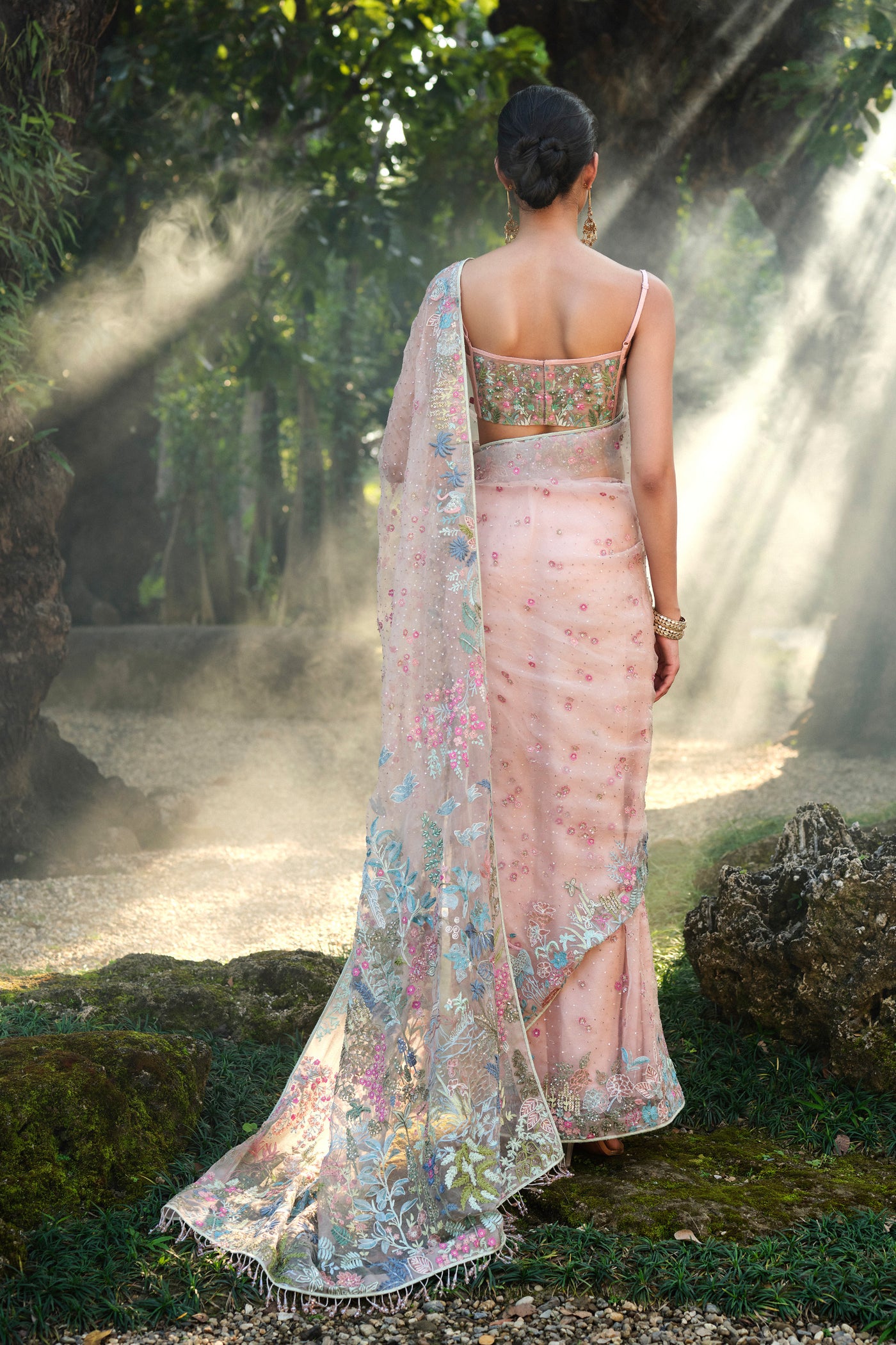 Anita Dongre Bluma Embroidered Silk Saree Blush indian designer wear online shopping melange singapore
