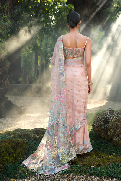 Anita Dongre Bluma Embroidered Silk Saree Blush indian designer wear online shopping melange singapore