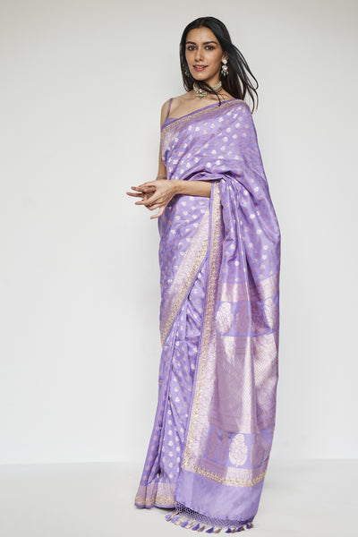 Anita Dongre Briti Benarasi Saree Lilac indian designer wear online shopping melange singapore
