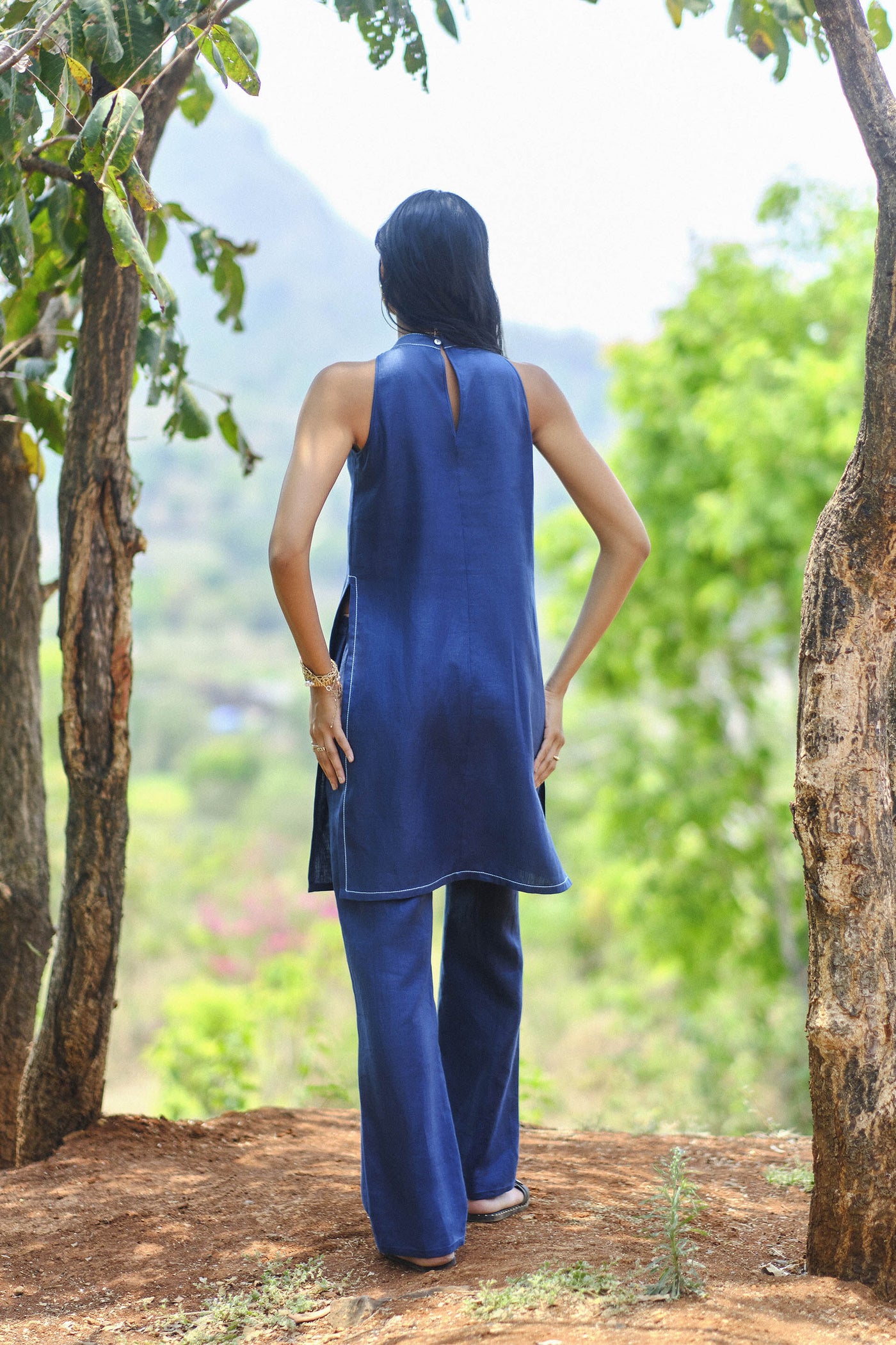 Anita Dongre Brooke Incut Coord Blue indian designer wear online shopping melange singapore