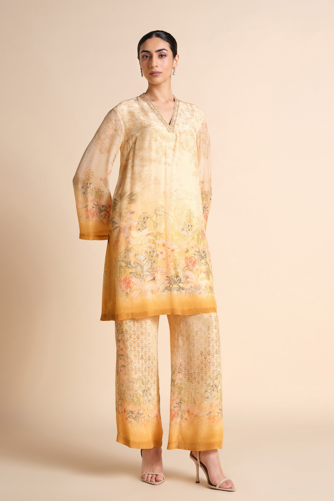 Anita Dongre Calhoun Kurta Set Yellow indian designer wear online shopping melange singapore